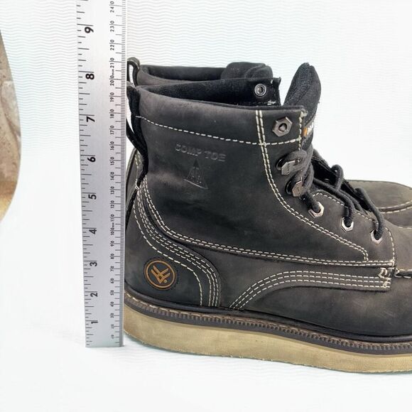 Hawx Grade Work Comp Toe Work Boots Men’s Size 12D Black Leather - Picture 3 of 11